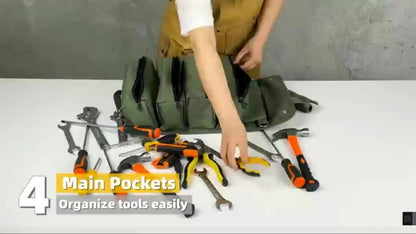 Tool Kit Set – Heavy-Duty Organizer with Portable Storage Box, 2 Detachable Zipper Bags – Mini Bag for Electricians & Mechanics