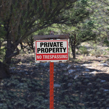 4pcs Private Property No Trespassing Signs, 10"x14" Rust-Free Aluminum, Indoor & Outdoor Use