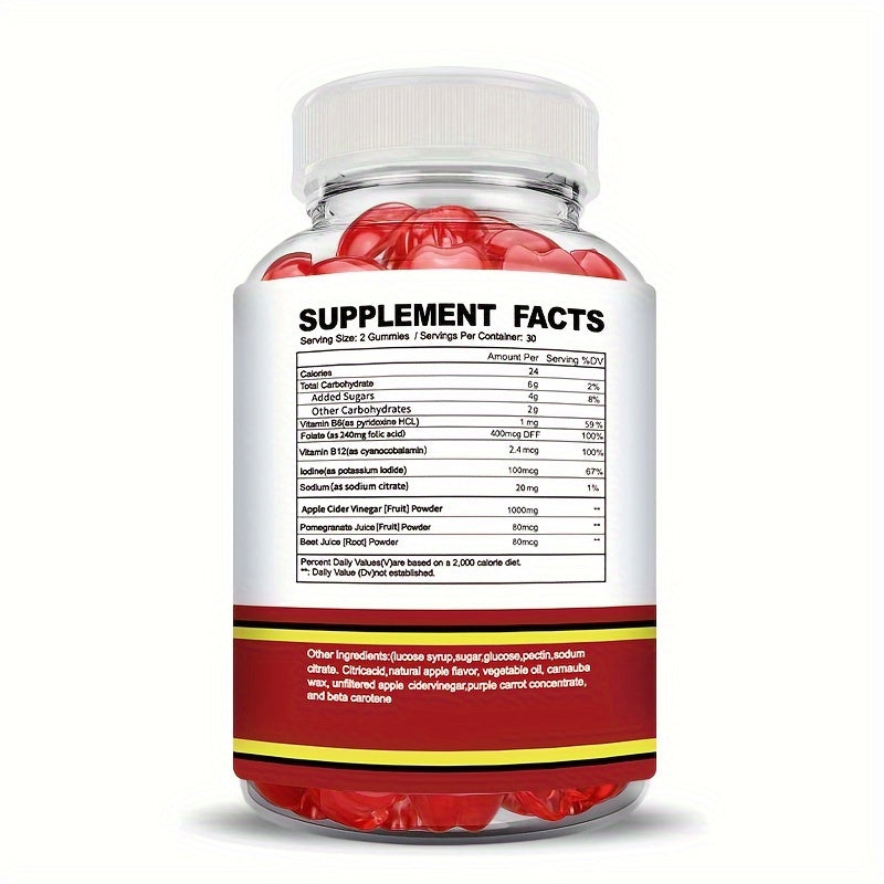 Keto ACV Gummies - Apple Cider Vinegar with Pomegranate, Beet Juice Powder & B12, 60 Gummies for Extreme Keto Support