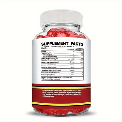 Keto ACV Gummies - Apple Cider Vinegar with Pomegranate, Beet Juice Powder & B12, 60 Gummies for Extreme Keto Support