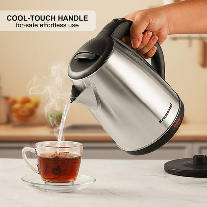 1.8L Stainless Steel Double Wall Electric Kettle – Fast Boiling, Auto Shut Off, Boil-Dry Protection, Cordless, LED Indicator – BPA Free for Coffee, Tea and Hot Beverages