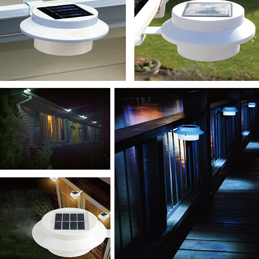 6 Pack Solar Fence Lights – 3 LED Gutter & Garden Landscape Lighting, Auto On/Off for Fences, Enclosures & Outdoors