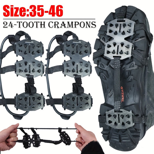 24 Tooth Anti-Slip Crampons - Shoe Covers for Ice and Snow, Ideal for Hiking, Climbing, Walking, Running and  Hunting