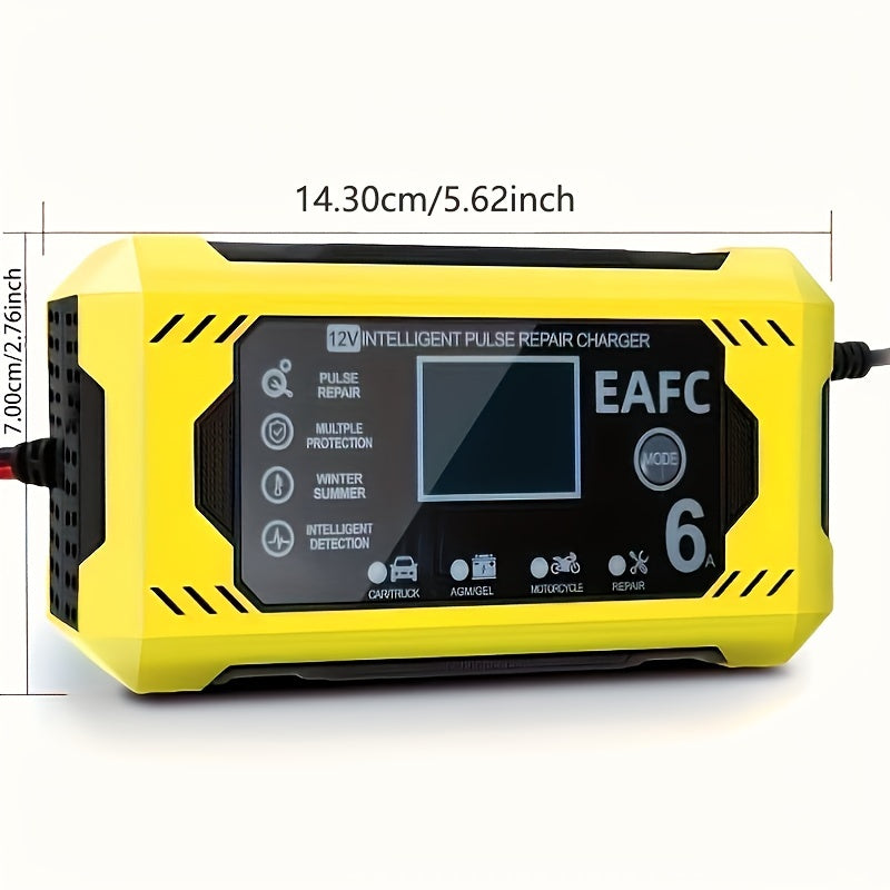 12V 6A Smart Car Battery Charger – Auto Battery Maintainer for 12V & 24V, Trickle Charger for Car, Truck, Motorcycle, Lawn Mower, Marine Lead Acid