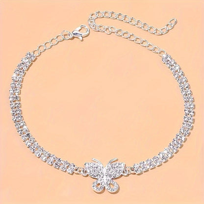 Sparkling Butterfly Tennis Anklets - Perfect Jewelry Footwear for Summer Beach Weddings & Parties