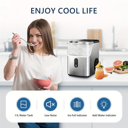 34Lbs Nugget Ice Maker & 26Lbs Bullet Ice Maker - Soft Chewable Crushed Ice Machine, Portable Countertop Ice Maker with Auto-Cleaning, Basket & Scoop, One-Button Operation for Home Use