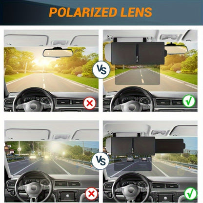 Upgraded Car Sun Visor with Zipper Slider – UV400 Protection, Anti-Glare PC Lens, Side Sunshade for Safe Driving