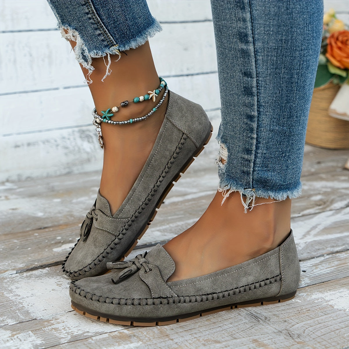 Large Size Wheat Ear Decoration Light - Comfortable & Soft Women's Flat Loafers