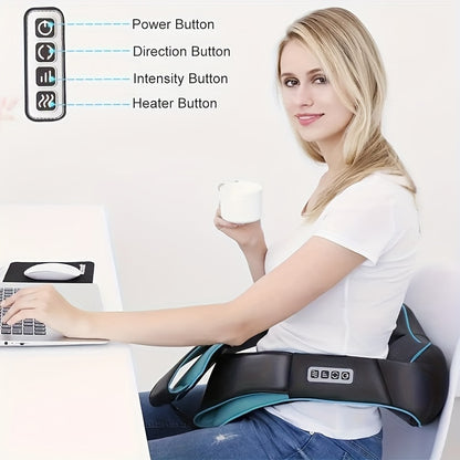 Heating Neck and Shoulder Massager – Deep Kneading Finger Pressure Massager for Neck, Back, Shoulders and More, Perfect Gift for Men, Women, and Parents
