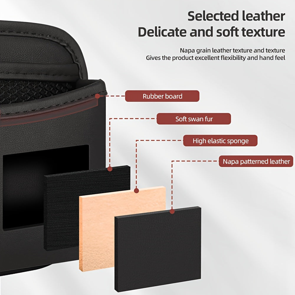 PU Leather Car Side Pocket Organizer - Universal Cell Phone and Sunglasses Holder for Seat Gap, Door, and Console Storage