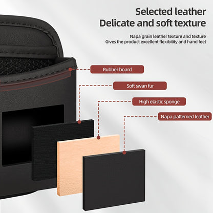PU Leather Car Side Pocket Organizer - Universal Cell Phone and Sunglasses Holder for Seat Gap, Door, and Console Storage