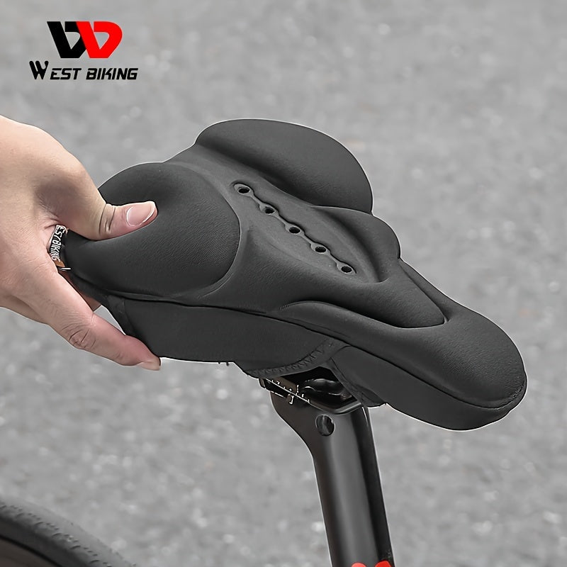WEST BIKING High Elastic Breathable Bicycle Saddle Cover - Silicone and Sponge with Rainproof Layer - Streamlined Bike Seat Cushion Protector for Cycling Comfort