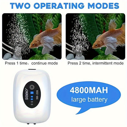1-2 Meter Rechargeable Fish Tank Air Pump – Portable Oxygen Supply with Long-Lasting Battery, USB Recharging, and Aerolite Technology – Ideal for Fish Tank Breeders and Aquarium Enthusiasts
