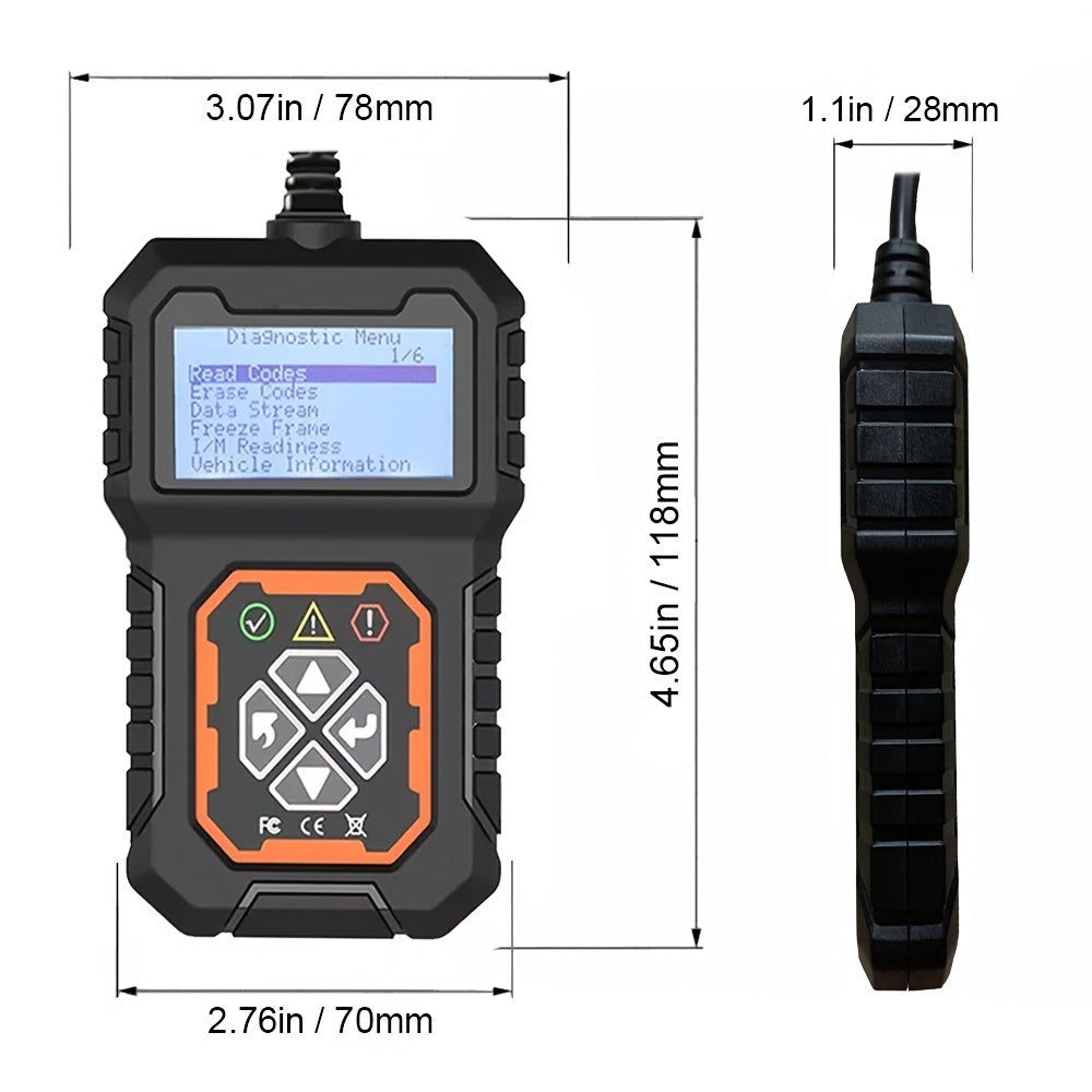 Car Code Reader – OBD2 Diagnostic Scanner for Check Engine Light and Fault Codes – EOBD CAN Protocols Tool for 12V OBDII Cars ( Since 1996 )