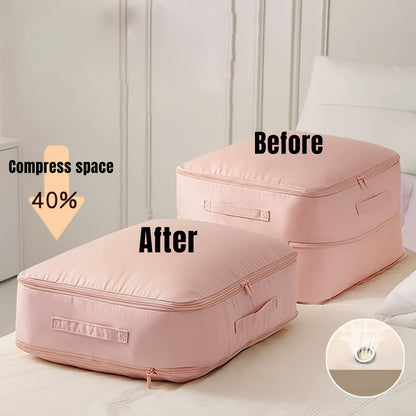 SpaceMax Pro Storage Tote - Ultra-Durable, Self-Compressing Heavy-Duty Organizer for Comforters, Clothes, Blankets - Ideal for Travel, Closet, and Moving Storage