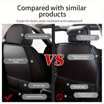 5 Seats Car Seat Cover – SUV Waterproof PU Leather Full Set Car Seat Cushion – Universal Fit for All Vehicles