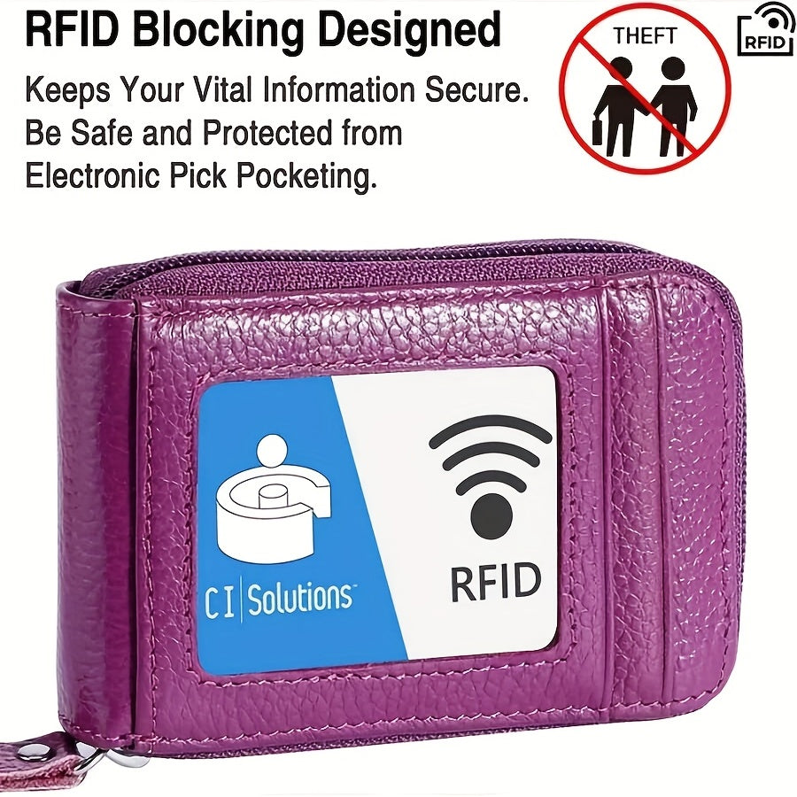 Mini RFID Blocking Card Holder Wallet - Multiple Card Slots, Portable, Zipper Enclosed, Clear Window, Coin Purse - Secure, Compact, Stylish Accessory for Everyday Carry
