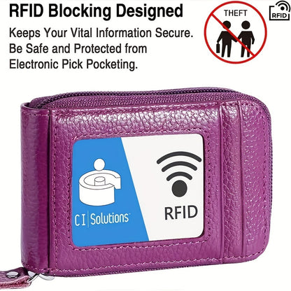 Mini RFID Blocking Card Holder Wallet - Multiple Card Slots, Portable, Zipper Enclosed, Clear Window, Coin Purse - Secure, Compact, Stylish Accessory for Everyday Carry