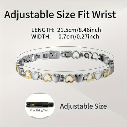 Women's Magnetic Bracelet - Stainless Steel with Ultra-Strong Magnets, Adjustable Silver & Gold Jewelry Gift