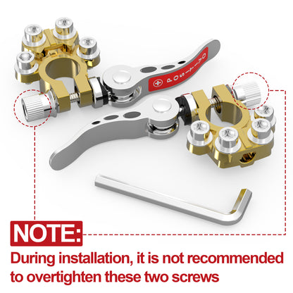 LotFancy 4Pcs Car Battery Terminal Connectors – Quick Release Disconnect, 4-Way Positive & Negative