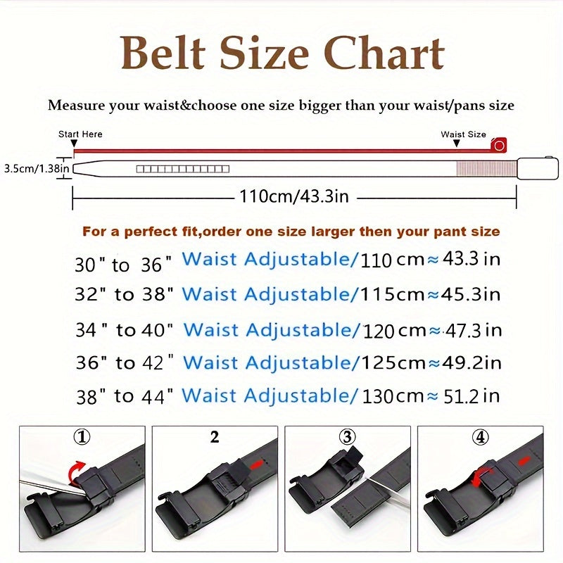Business Men's Automatic Buckle Cowhide Belt – Ratchet Dress Belt, Genuine Leather, Perfect Father's Day Gift