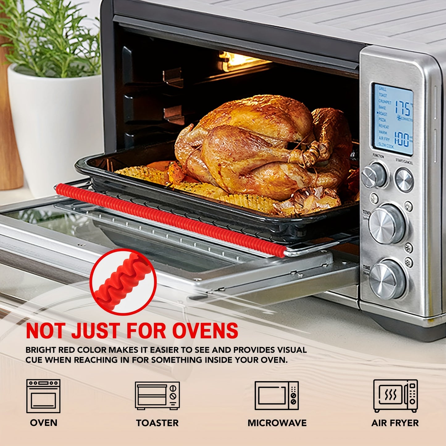 (2pc) Heat Resistant Oven Rack Shields – 14in Long Silicone Protectors – Prevent Burns and Protect Food-Grade Oven Racks