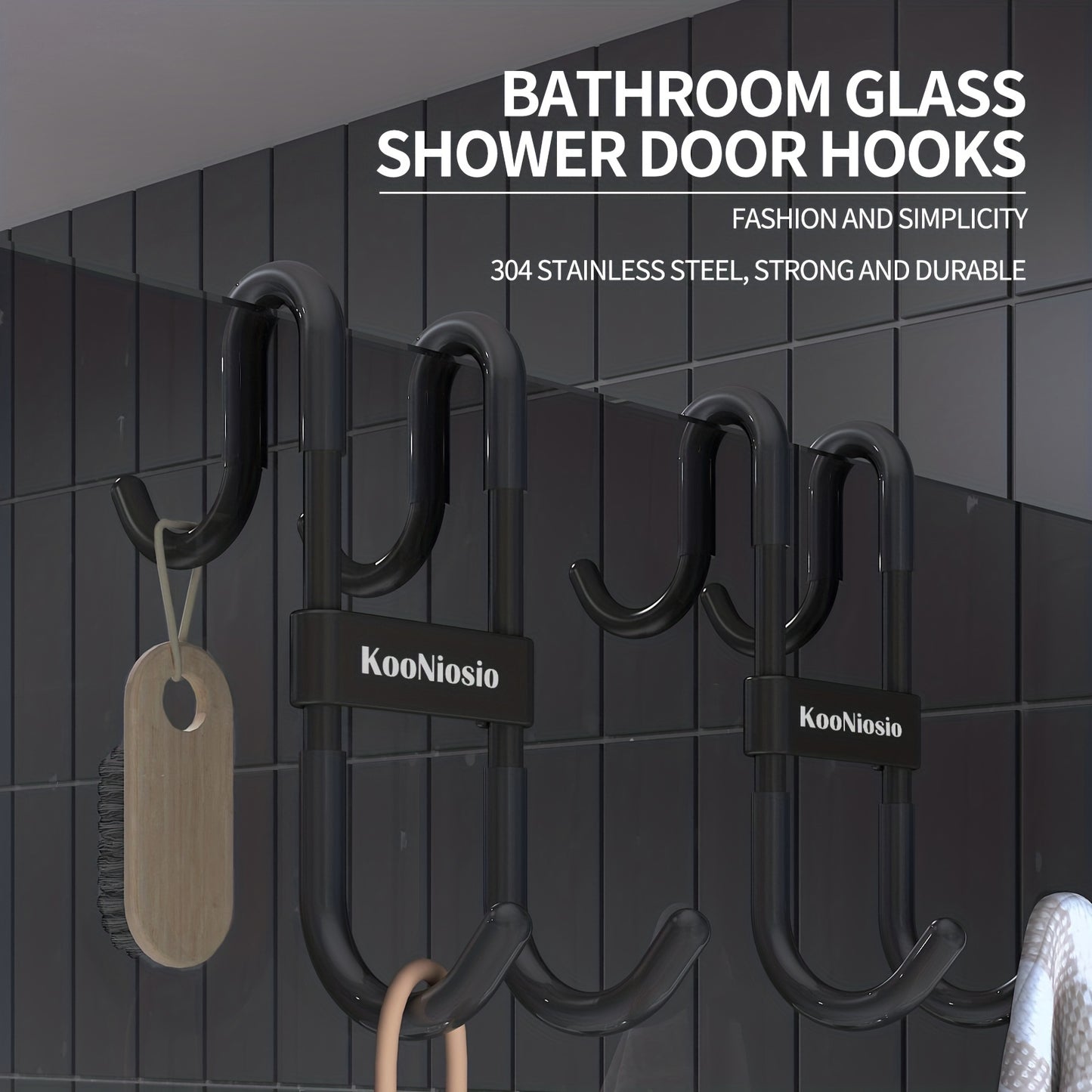 1/2/3Pcs Shower Door Hooks - Metal Hanging Hook for Clothes, Coats & Towels, Multifunctional Strong Bearing Bathroom Glass Door Hook