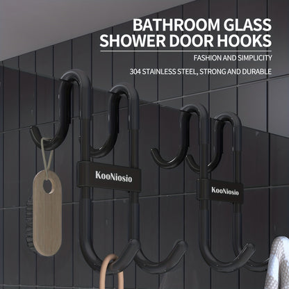 1/2/3Pcs Shower Door Hooks - Metal Hanging Hook for Clothes, Coats & Towels, Multifunctional Strong Bearing Bathroom Glass Door Hook