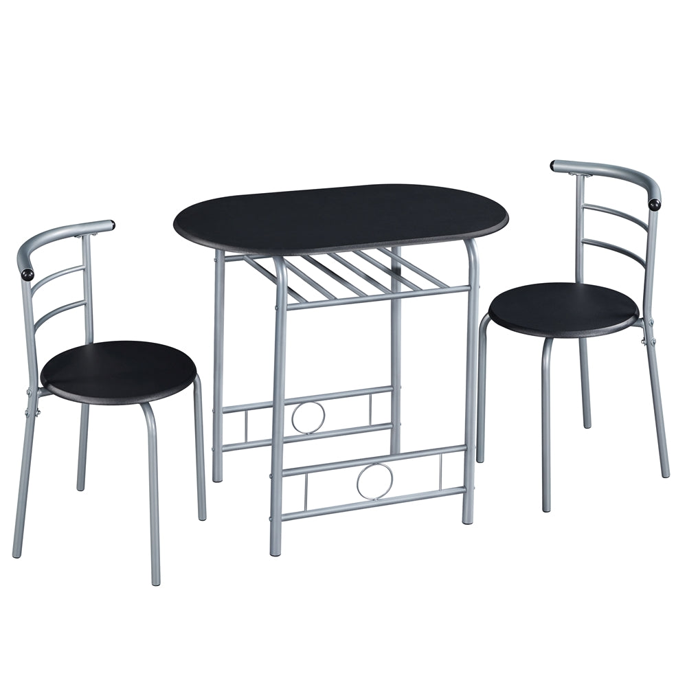 Costoffs Modern Round Compact Dining Table and 2 Chairs Set - Space-Saving Table Set for Kitchens, Apartments, and Dorm Rooms