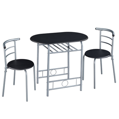 Costoffs Modern Round Compact Dining Table and 2 Chairs Set - Space-Saving Table Set for Kitchens, Apartments, and Dorm Rooms