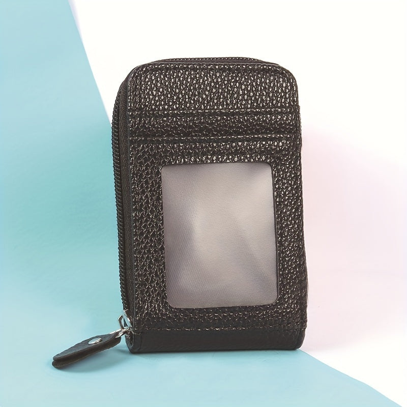 Mini RFID Blocking Card Holder Wallet - Multiple Card Slots, Portable, Zipper Enclosed, Clear Window, Coin Purse - Secure, Compact, Stylish Accessory for Everyday Carry