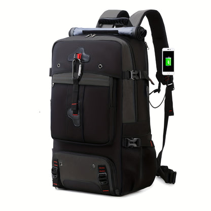 50L Spacious Hiking Travel Backpack - Multi-Functional, Water-Resistant, with Shoe Compartment, Laptop Sleeve, Ventilated Ergonomic Design - Ideal for Outdoor Camping, Sports and Adventures