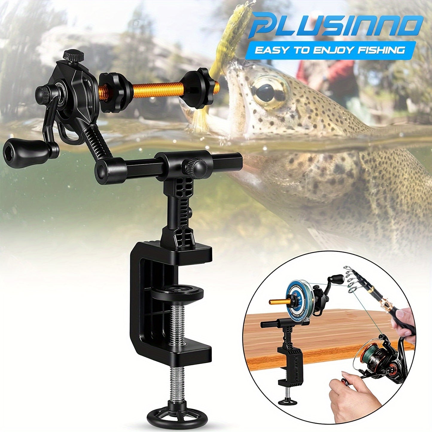 PLUSINNO Fishing Line Spooler with Unwinding Function - Versatile Spooling Station for Spinning and Cast Reels, No Line Twist