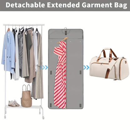 Convertible Garment Bag for Travel - Detachable Suit Bag, Carry-On Duffel with Shoulder and Backpack Straps, Includes 2 Shoe Covers