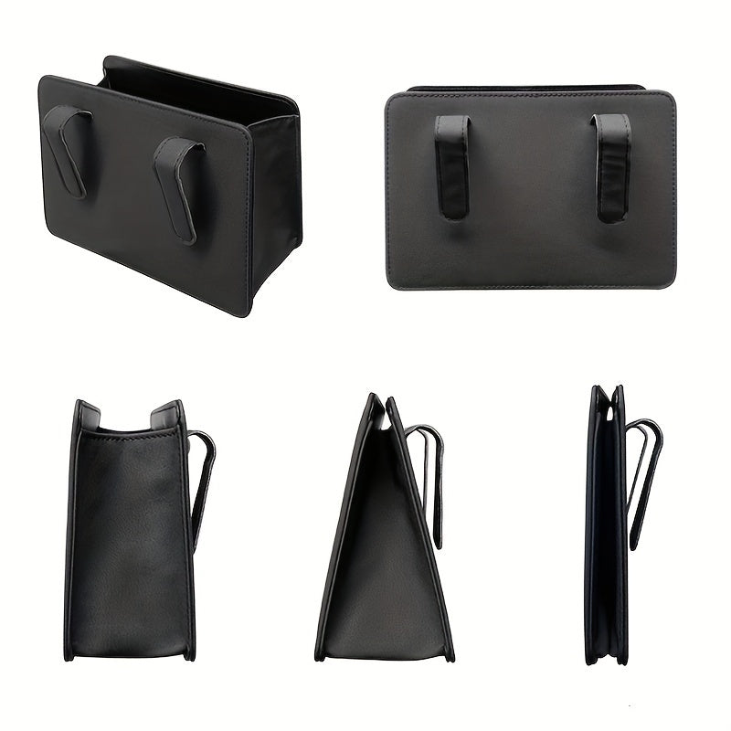 Foldable Car Trash Can and Storage Organizer – Faux Leather, Door-Mounted or Seat Back Design – Vehicle Interior Accessory