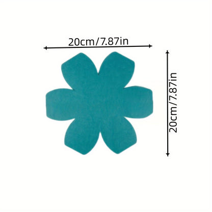 6pcs Floral Hexagonal Placemats - Non-Woven Fabric Heat Insulation Table Mats for Kitchen and Room Decor