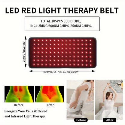 Red Light Therapy Pad – NIR Deep Therapy for Body Pain Relief, Portable 660nm and 850nm Heating Wrap for Back, Knee, Hands, Feet, Home Use, Gift for Women and Men