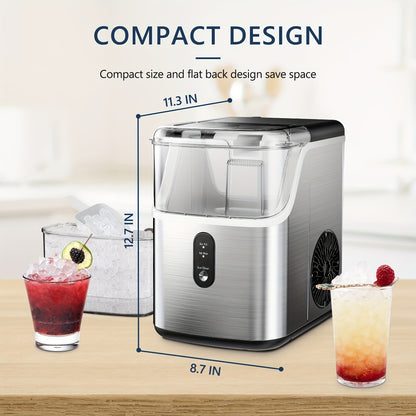 34Lbs Nugget Ice Maker & 26Lbs Bullet Ice Maker - Soft Chewable Crushed Ice Machine, Portable Countertop Ice Maker with Auto-Cleaning, Basket & Scoop, One-Button Operation for Home Use