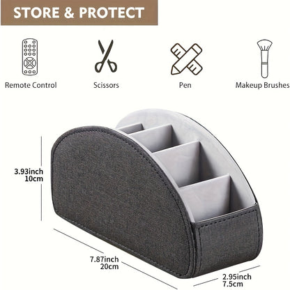 5 Slot PU Leather Remote Control Holder – Sleek Tabletop Caddy for TV Remotes and Desk Organizer, Perfect for Bedside Storage
