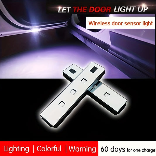 Buy 1 Get 1 Free - 2pcs Wireless Magnetic Door Welcome Lights – USB Rechargeable, Intelligent Induction, Easy Install, Adjustable Colors for Universal Vehicle Compatibility
