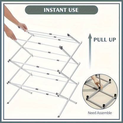 Foldable Drying Rack – Durable Clothes Holder with Anti-Slip Horseshoe & Secure Buckle Lock, Expandable Home Storage Organizer for Towels & Clothing