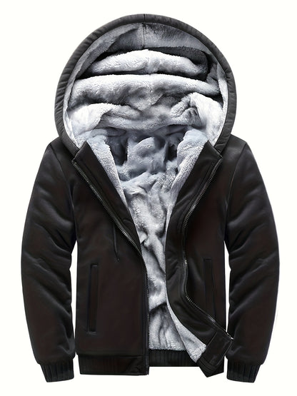 WarmthMax Fleece Hooded Jacket - Soft, Breathable, Water-Resistant Insulating Coat for Fall & Winter Outdoor Activities, Color Block Design