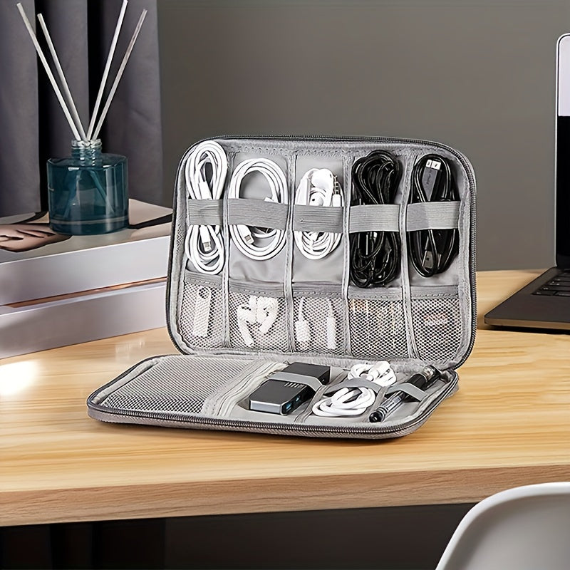 Compact Multi-Pocket Cable Organizer Bag - Store and Protect Chargers, Cables, and Accessories - Ideal for Travel, Work, and Daily Use