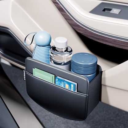 Multi-Functional Leather Vehicle Storage Organizer – Door Side Pocket and Phone Holder with Hanging Box for Easy Access and Storage Management