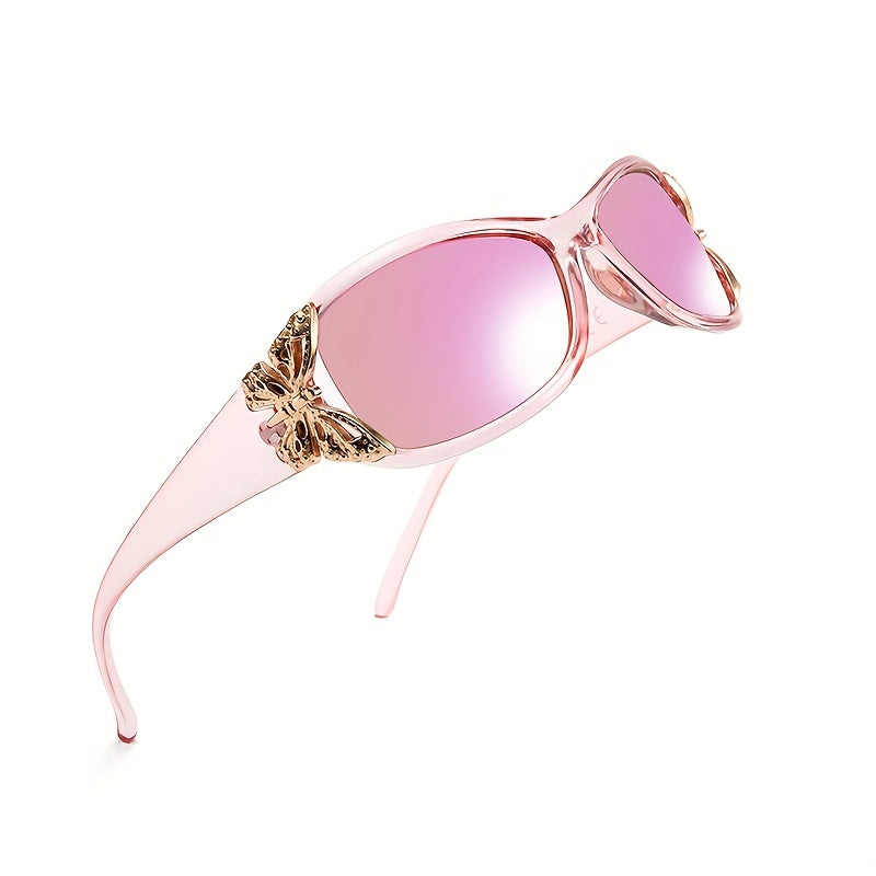 Y2K Polarized Butterfly Sunglasses for Women - Vintage Wrap-Around Sun Shades for Driving & Beach Parties