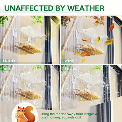 Vibrant Clear House Window Bird Feeder - Durable Hanging Seed Holder for Outdoor Bird Watching, Easy to Fill and Clean, Perfect for Backyard Wildlife Enthusiasts