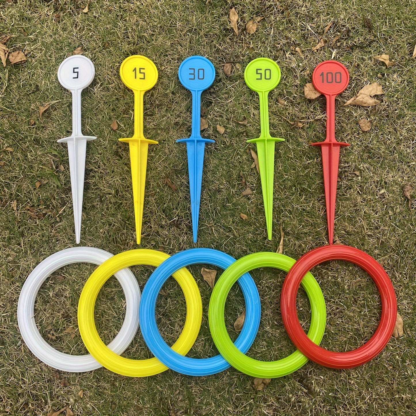 Kids' Outdoor Beach Playset – Colorful Ring Toss Game, Interactive Educational Toy Set in White/Red/Green/Blue/Yellow, Perfect for Halloween & Christmas Gifts