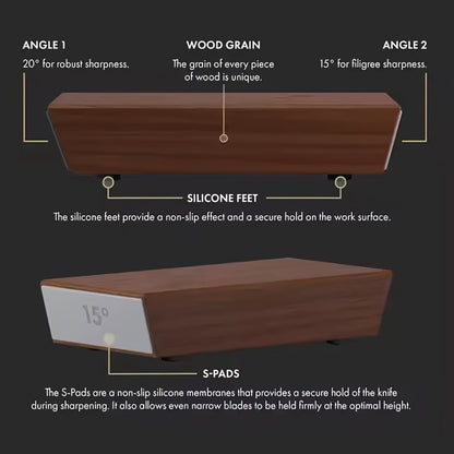 Rolling Knife Sharpener – Effortlessly Sharpens Straight Edge Knives with Adjustable 15° and 20° Magnetic Angles – Complete Kit for Kitchen Knives