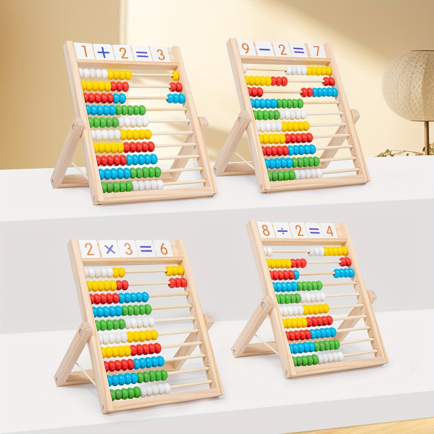 QQM Wooden Math Learning Toy, Multifunctional Educational Calculation Stand, Fun & Engaging Math Tool for Kids
