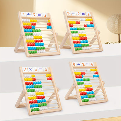 QQM Wooden Math Learning Toy, Multifunctional Educational Calculation Stand, Fun & Engaging Math Tool for Kids